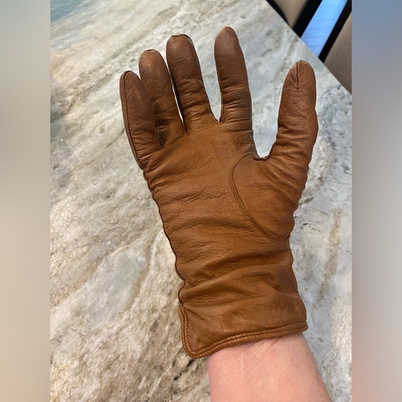 Coach leather cashmere gloves sz 8 brown - Picture 5 of 10